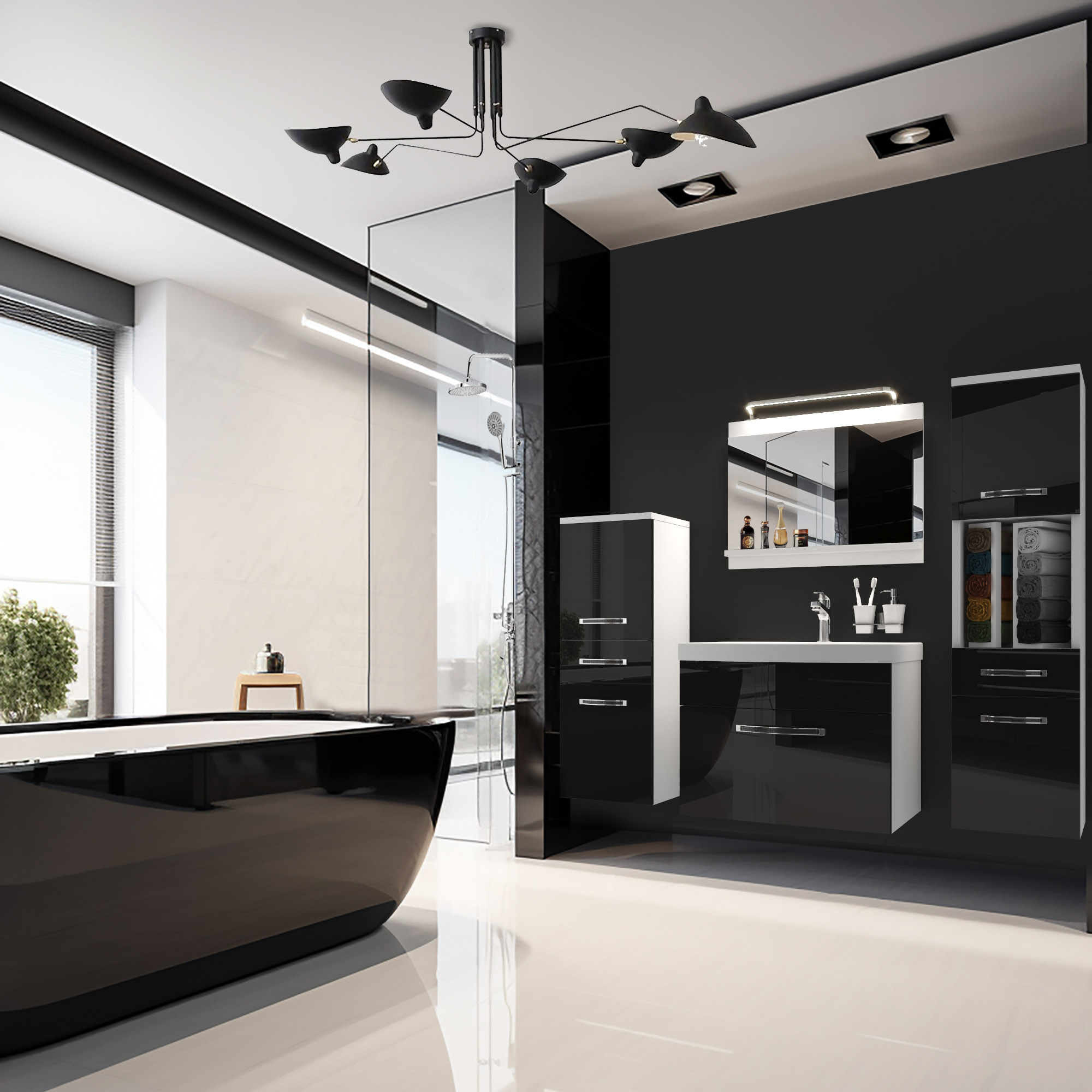 Schwarzer Waschtisch als Badezimmer-Highlight