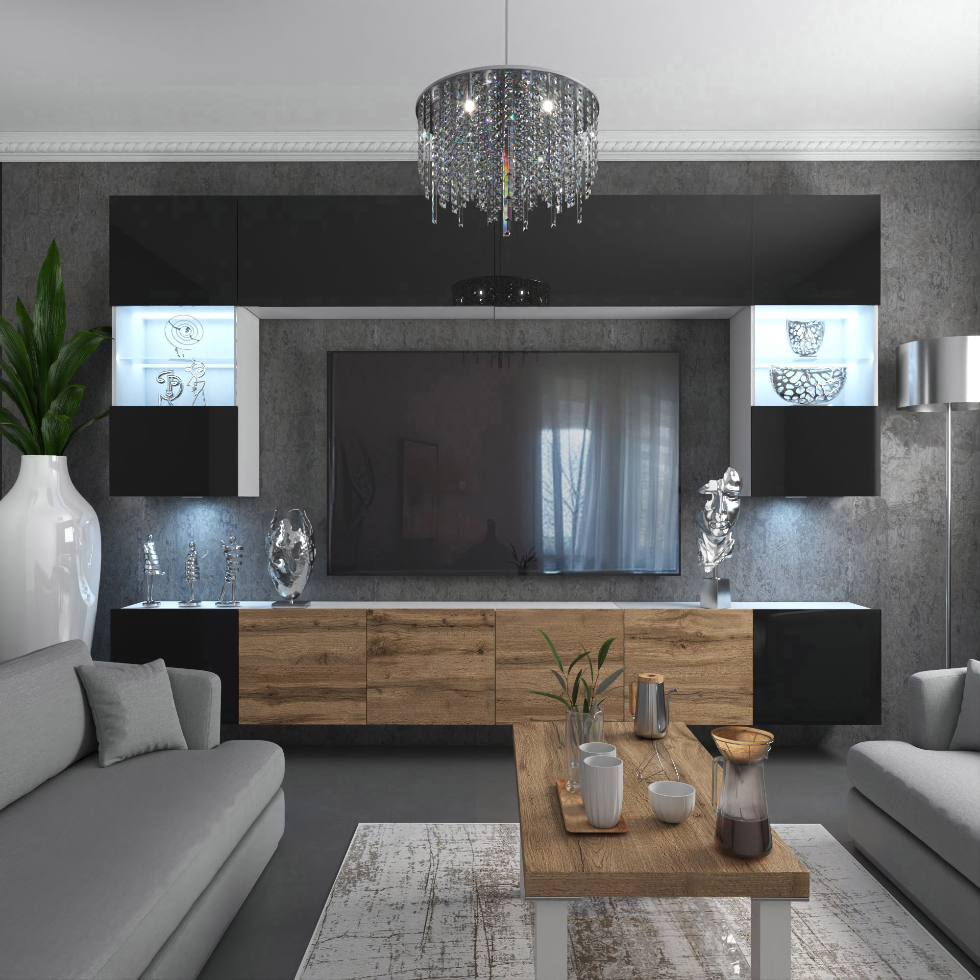 Zwischen Eichenklang und sanftem Glanz – Wohnzimmer zum Ankommen