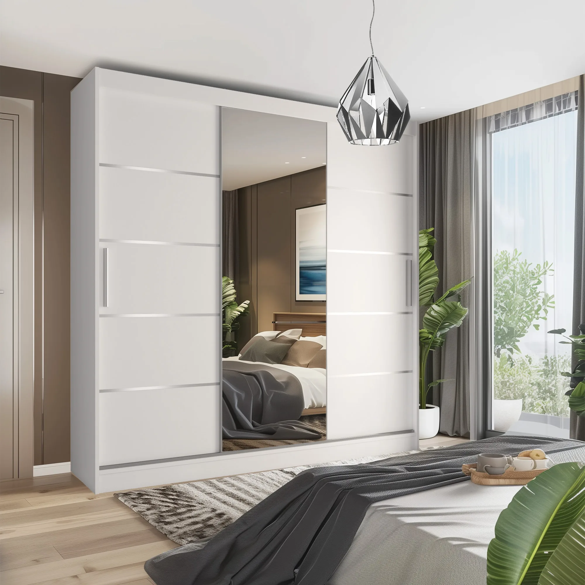Schlafzimmer für Liebhaber von Ruhe und Spiegenglanz