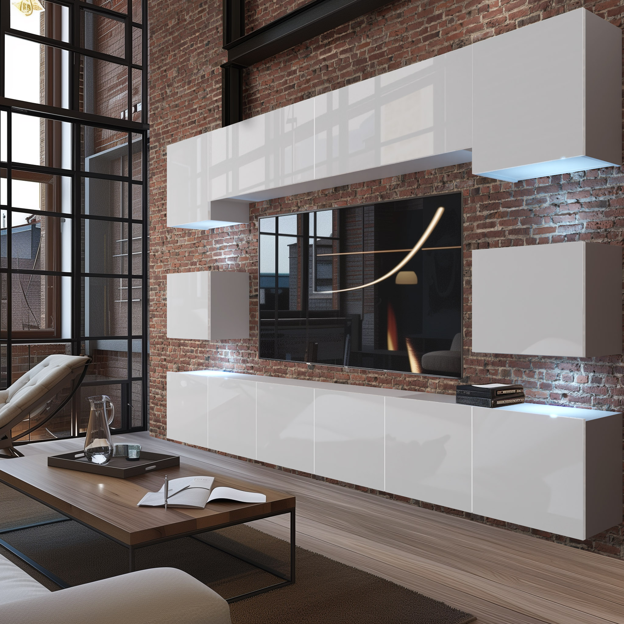 Licht, Ziegel und Ruhe – ein Loft-Wohnzimmer zum Auftanken