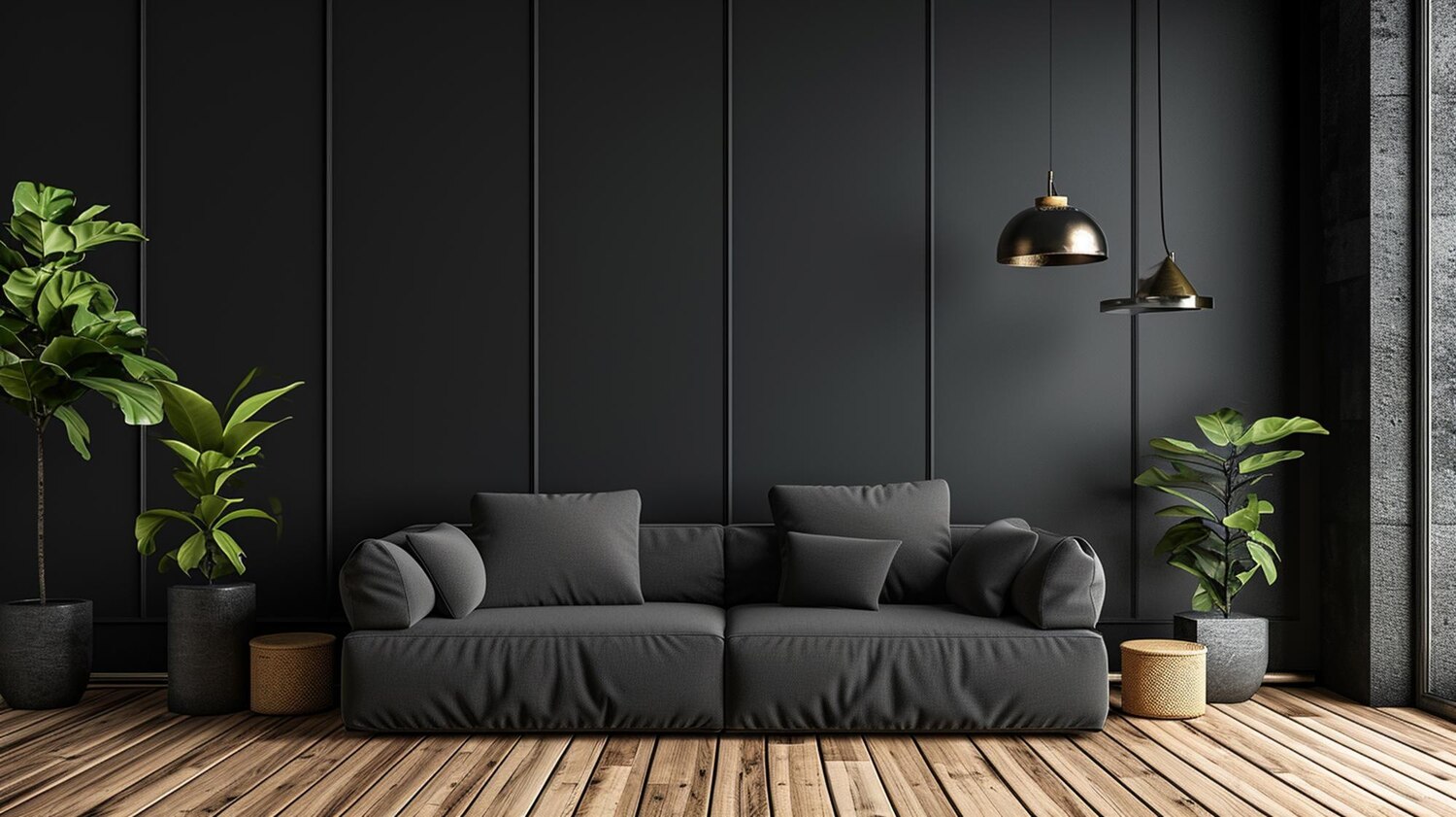 Wie richtet man einen Innenraum mit der dominierenden Farbe Schwarz ein?